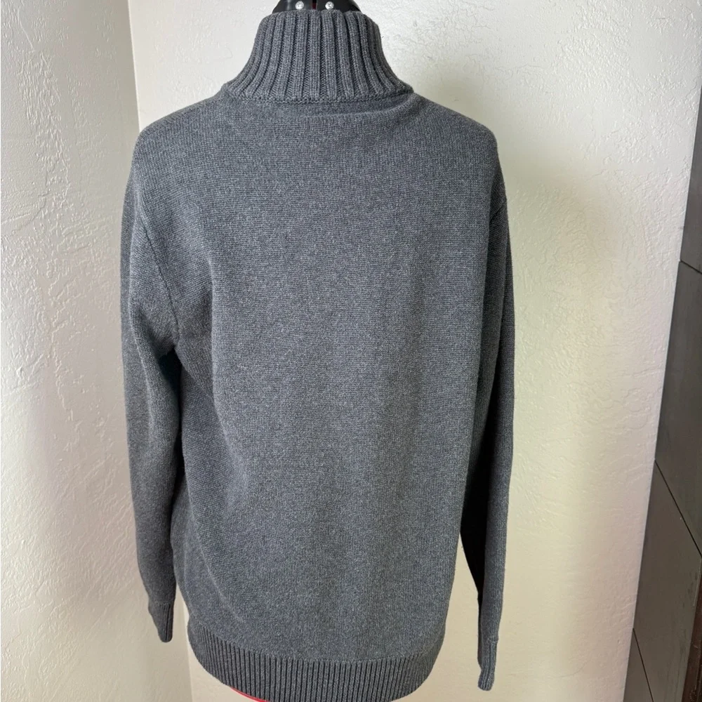 J.Crew Gray 1/4 Zip Mock Ribbed Neck 100% Cotton Sweater Size XL